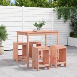 Berkfield Home Beautiful 5 Piece Garden Bar Set Solid Wood Douglas in Brown - thumbnail 2