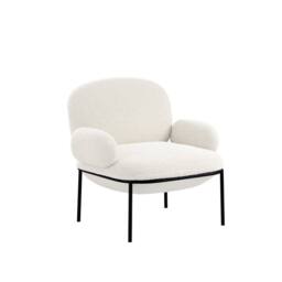Wyld Haus Tritta Curved Ivory Sherpa Bouclé Accent Chair Matt Black Metal Legs - thumbnail 3