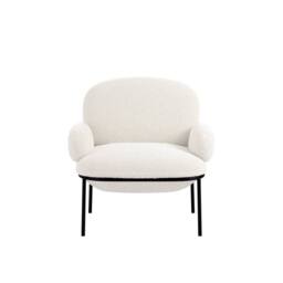 Wyld Haus Tritta Curved Ivory Sherpa Bouclé Accent Chair Matt Black Metal Legs - thumbnail 2