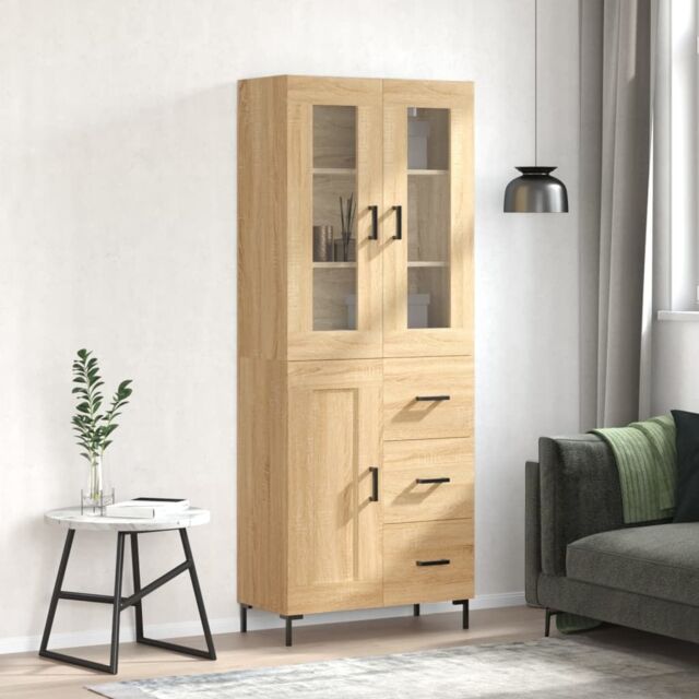 Berkfield Home Highboard Sonoma Oak 69.5x34x180 cm Engineered Wood in Brown - image 1