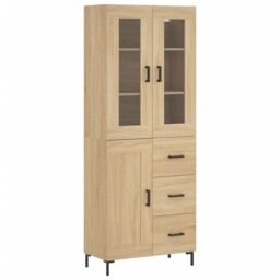 Berkfield Home Highboard Sonoma Oak 69.5x34x180 cm Engineered Wood in Brown - thumbnail 2