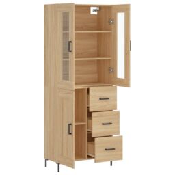 Berkfield Home Highboard Sonoma Oak 69.5x34x180 cm Engineered Wood in Brown - thumbnail 4