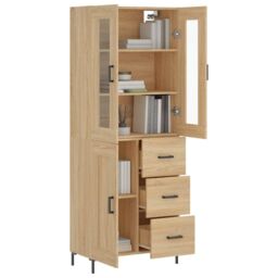 Berkfield Home Highboard Sonoma Oak 69.5x34x180 cm Engineered Wood in Brown - thumbnail 3