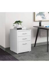 Living and Home Metal File Cabinet Office Organizer with Wheels in White - thumbnail 5