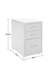 Living and Home Metal File Cabinet Office Organizer with Wheels in White - thumbnail 4