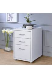 Living and Home Metal File Cabinet Office Organizer with Wheels in White