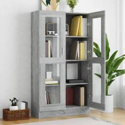 Berkfield Home Vitrine Cabinet Grey Sonoma 82.5x30.5x150 cm Engineered Wood - thumbnail 6