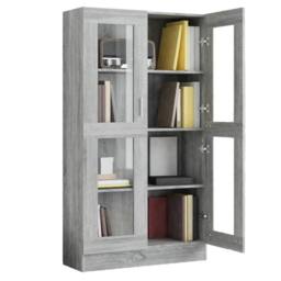 Berkfield Home Vitrine Cabinet Grey Sonoma 82.5x30.5x150 cm Engineered Wood - thumbnail 7