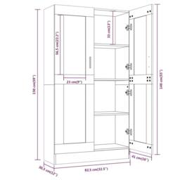 Berkfield Home Vitrine Cabinet Grey Sonoma 82.5x30.5x150 cm Engineered Wood - thumbnail 8