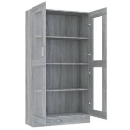 Berkfield Home Vitrine Cabinet Grey Sonoma 82.5x30.5x150 cm Engineered Wood - thumbnail 5
