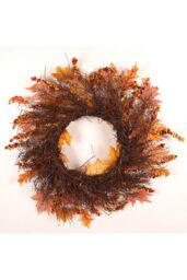Living and Home 45cm Autumn Maple Leaf Berry Rattan Wreath with 2m LED Lights Fall Home Decoration in Orange - thumbnail 4