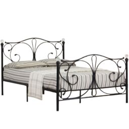 Comfy Living Ltd Metal Crystal Finial Bed Frame in Black - Size: Double - thumbnail 2