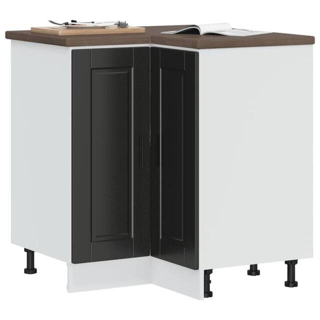 Berkfield Home Kitchen Corner Base Cabinet¬†Porto Black Engineered Wood - image 1