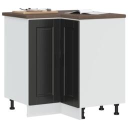 Berkfield Home Kitchen Corner Base Cabinet¬†Porto Black Engineered Wood