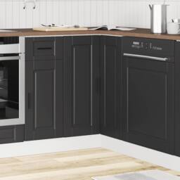 Berkfield Home Kitchen Corner Base Cabinet¬†Porto Black Engineered Wood - thumbnail 3