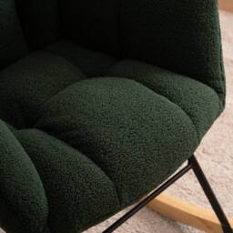 Direct Wicker Modern Teddy Fabric Tufted Upholstered Rocking Chair Padded Seat in Dark Green - Size: 1 Pack - thumbnail 4
