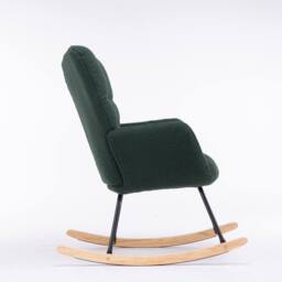 Direct Wicker Modern Teddy Fabric Tufted Upholstered Rocking Chair Padded Seat in Dark Green - Size: 1 Pack - thumbnail 6