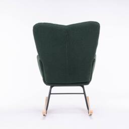 Direct Wicker Modern Teddy Fabric Tufted Upholstered Rocking Chair Padded Seat in Dark Green - Size: 1 Pack - thumbnail 5