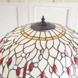 Loops 1.5m Tiffany Twin Floor Lamp Dark Bronze & Dragonfly Stained Glass Shade i00012 in Clear - thumbnail 3