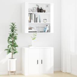 Berkfield Home Wall Cabinet White 80x33x80 cm Engineered Wood - Size: 80 x 33 x 80 cm - thumbnail 7
