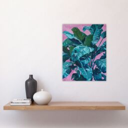 "Artery8 Tropical Plant Lover Pink Teal Blue Painting Wall Art Print - Size: W12"" x H16""" - thumbnail 4