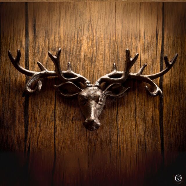 Marco Paul Iron Wall Mounted Stag Coat Rack & Hooks 6 Hooks in Bronze - image 1