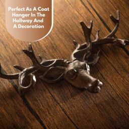 Marco Paul Iron Wall Mounted Stag Coat Rack & Hooks 6 Hooks in Bronze - thumbnail 5