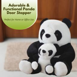Marco Paul Large Weighted Plush Panda Duo Door Stopper 1.5kg in Black - thumbnail 5