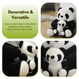 Marco Paul Large Weighted Plush Panda Duo Door Stopper 1.5kg in Black - thumbnail 7