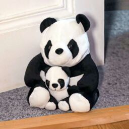 Marco Paul Large Weighted Plush Panda Duo Door Stopper 1.5kg in Black