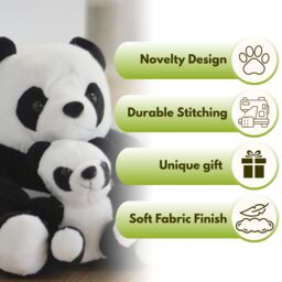 Marco Paul Large Weighted Plush Panda Duo Door Stopper 1.5kg in Black - thumbnail 4