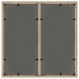 Berkfield Home Garden Table with Glass Top Beige 90x90x75 cm Poly Rattan - Size: 90 x 90 x 75 cm - thumbnail 7