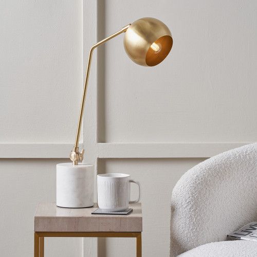 Ruma Gold Metal & Marble Table Lamp - image 1
