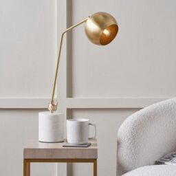 Ruma Gold Metal & Marble Table Lamp - thumbnail 1