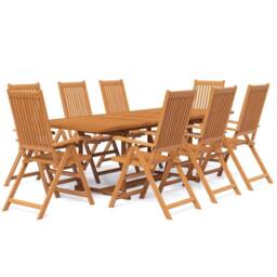 Berkfield Home 9 Piece Garden Dining Set Solid Wood Acacia in Brown - thumbnail 2