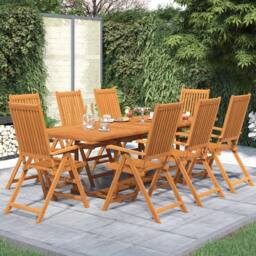 Berkfield Home 9 Piece Garden Dining Set Solid Wood Acacia in Brown - thumbnail 1
