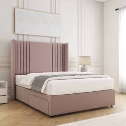 "BSSPOKE Cheshire Divan Bed Plush 54"" Headboard 2 Drawers Footend & Mattress in Pink - Size: Small Double" - thumbnail 3