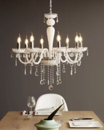 Loops Chandelier Pendant Light Colour Chrome Shade White Glass Droplets Bulb E14 8x40W - thumbnail 3