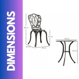 FURNOS Set of 3 Aluminium Bistro Table & Chair Bronze - thumbnail 6