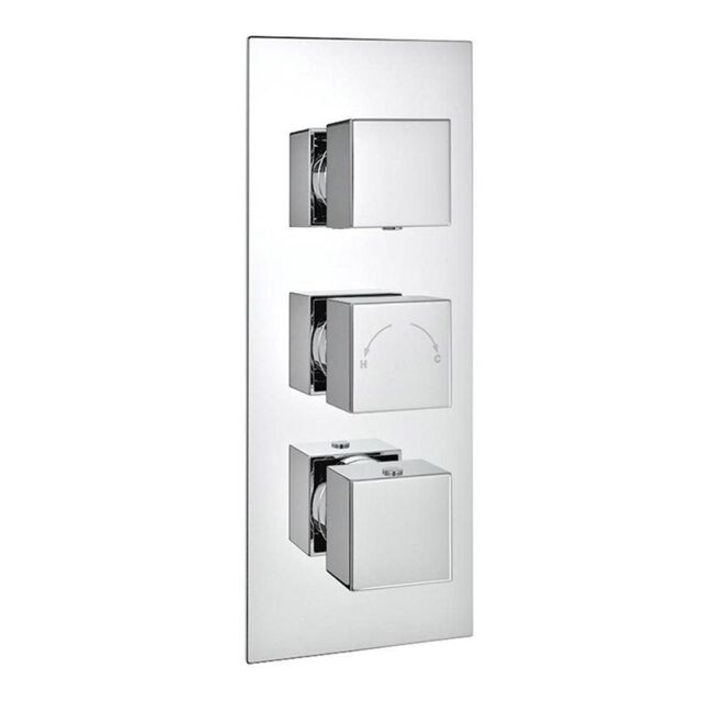Clifton Triple Concealed Thermostatic Shower Mixer Valve in Metallic Silver