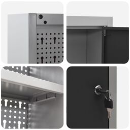 Berkfield Home Tool Cabinet Wall-Mounted with Pegboard Black 100x20x55 cm Steel - Size: 100 x 20 x 55 cm - thumbnail 9