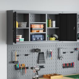 Berkfield Home Tool Cabinet Wall-Mounted with Pegboard Black 100x20x55 cm Steel - Size: 100 x 20 x 55 cm - thumbnail 4