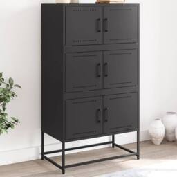 Berkfield Home Sideboard Black 68.5x38.5x123.5 cm Steel - thumbnail 2
