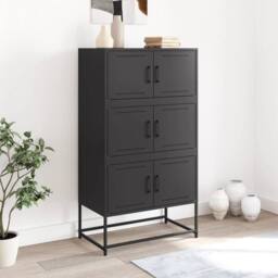 Berkfield Home Sideboard Black 68.5x38.5x123.5 cm Steel - thumbnail 1