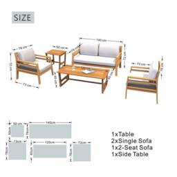 Direct Wicker 5 PCS Garden Conversation Set, Acacia Wood Outdoor Loveseat Sofa Set in Brown - Size: 5 Pack - thumbnail 2