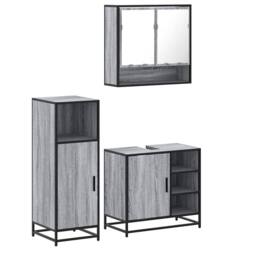 Berkfield Home 3 Piece Bathroom Furniture Set Grey Sonoma Engineered Wood - thumbnail 1