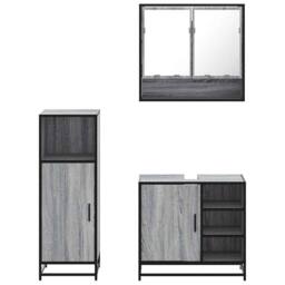 Berkfield Home 3 Piece Bathroom Furniture Set Grey Sonoma Engineered Wood - thumbnail 5