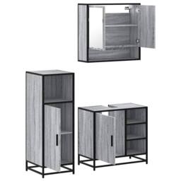 Berkfield Home 3 Piece Bathroom Furniture Set Grey Sonoma Engineered Wood - thumbnail 6