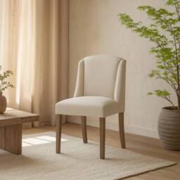 Wyld Haus Olargues Cream Boucle Upholstered Dining Chair Pared Back - thumbnail 2