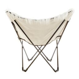 Orsina Luxurious White Faux Fur Butterfly Chair - Comfortable Metal Frame Chair For Livingroom - Stylish Bar Chair - thumbnail 5